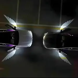 2-Pcs White Angel Wings Wireless LED Car Door Projector Lights, Bright Waterproof Exterior Auto Decor Lamps, Universal Fit for All Vehicles, Cars Accessories