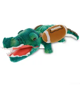 DOLLIBU 24" Wild Green Alligator Football Stuffed Toy - Polyester, Animals & Nature Themed, 24x10.75x5.25in, Soft Fill, Family Bonding Gift, Kids and Adults Valentine's Day Option (Includes 1 Alligator Plush, 1 Football Plush)