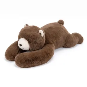 Lying posture, long arm, weighted plush stuffed toy, cute simulation, brown bear plush toy, give a friend a birthday gift, soothe and accompany the doll, Huggable Stuffed Animal