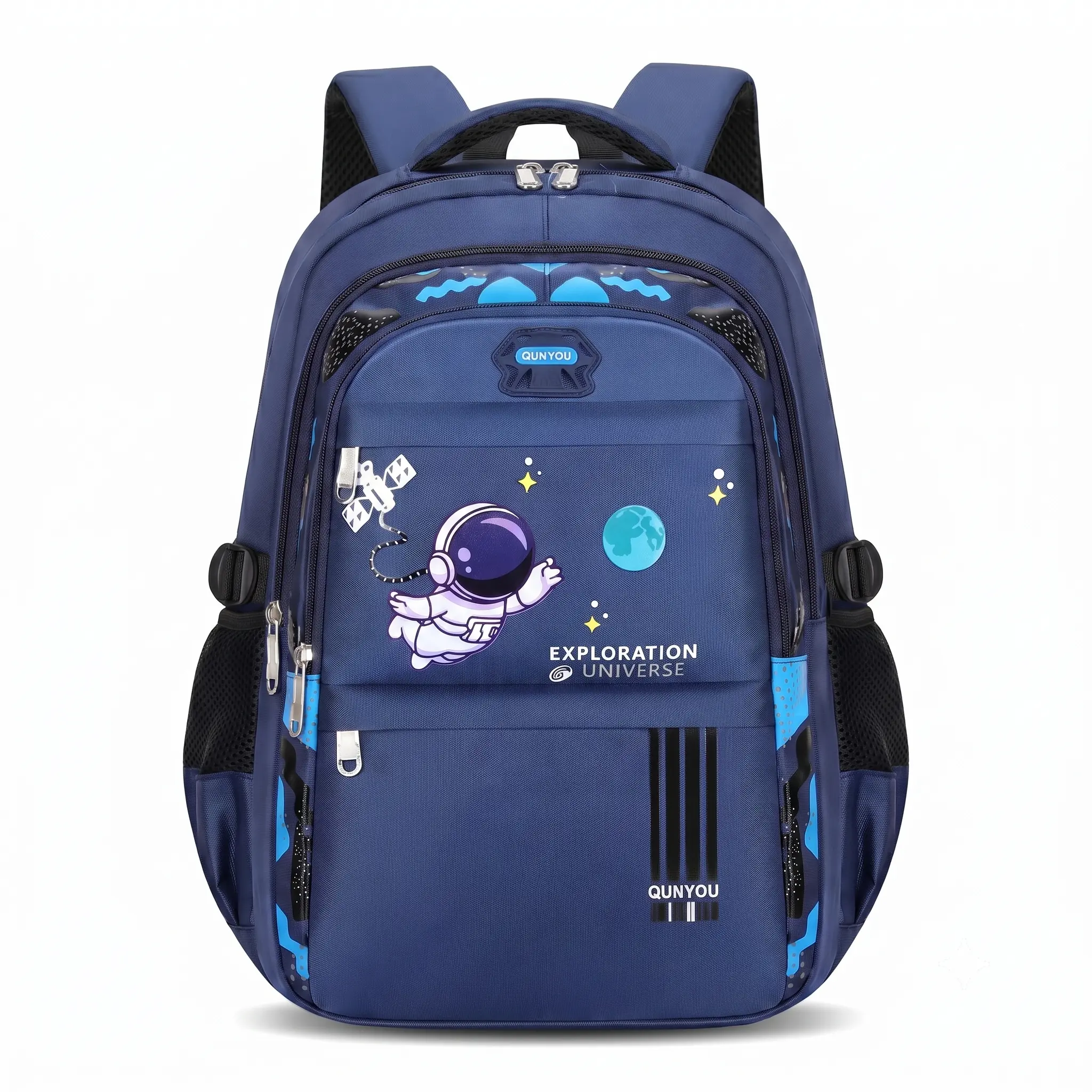 Waterproof Astronaut Print School Backpack, Cute Color Block Oxford Bookbag for Students, Lightweight Large Capacity Daypack for Campus & Travel, Durable Everyday Bag with Organized Storage, Aesthetic Backpacks For School tiktokshopbacktoschool