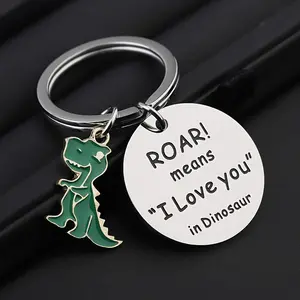 Stainless Steel Dinosaur Keychain Metal Design Fashionable Romantic Couples' Gift