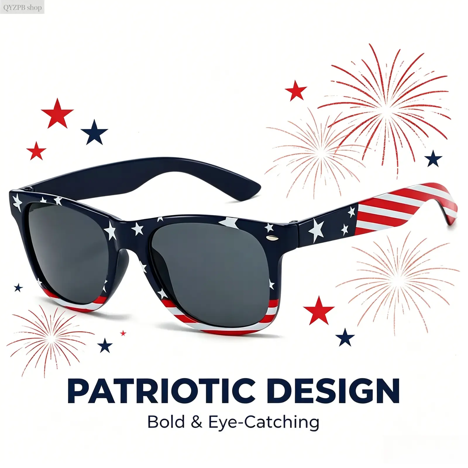 Patriotic Sunglasses for Men & Women, Stylish American Flag Pattern Shades for Couples, Lightweight Sun Protective Eyewear for 4th of July & Parties, Trendy Shades, Stylish Sunglasses, Uv Protected, Large, Female, Holiday Celebrations, Outdoor, Unisex, Us