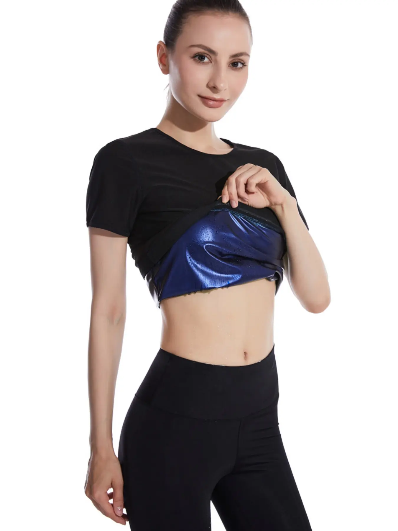 Women's Insulated Sauna Shirt, Sweat Backless Compression Shapewear, Fitness Sauna Top, Casual Plain Fitted T-Shirt, Activewear Tee for All Seasons, Compression Sports Tops, Compression Shirts