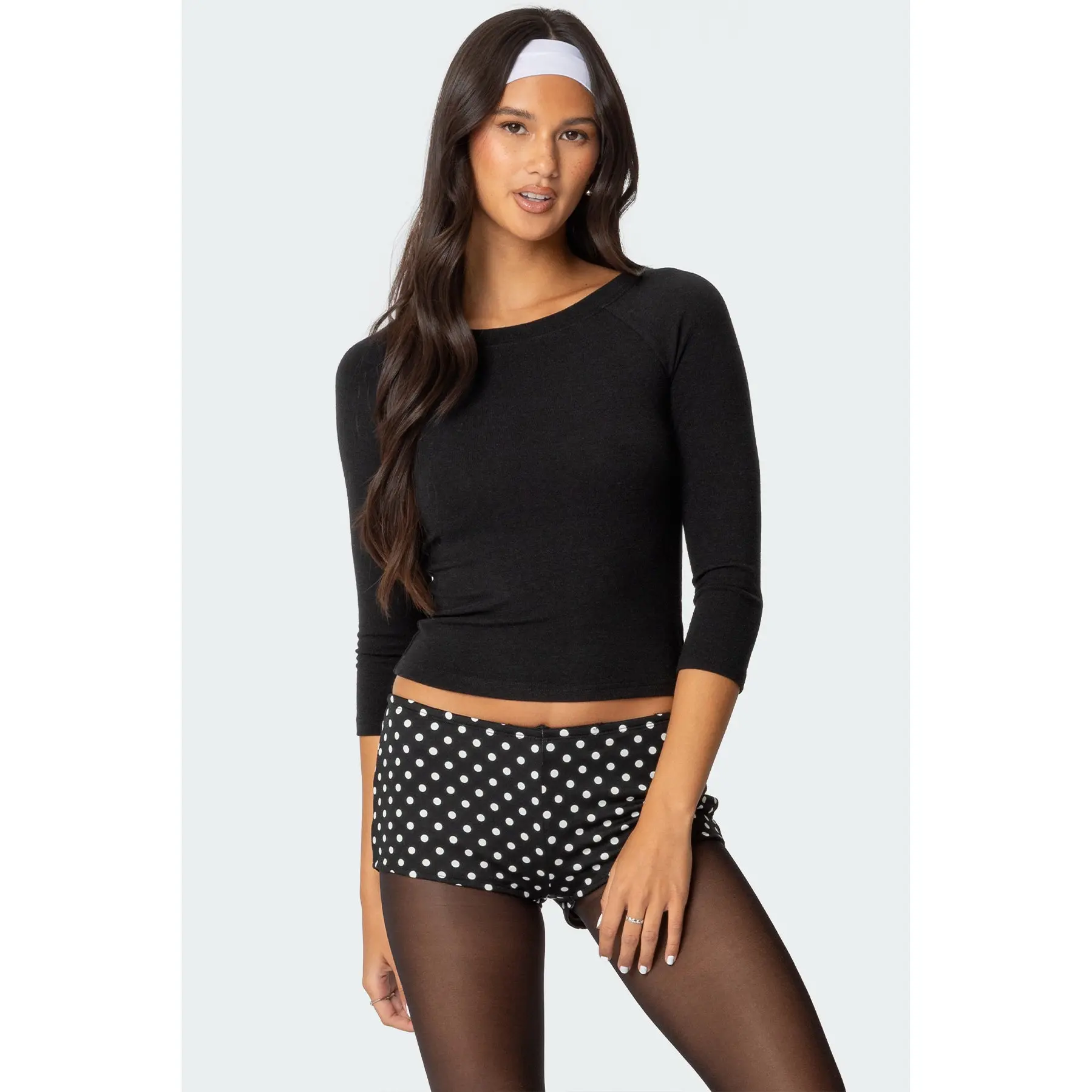 Mary Three-Quarter Sleeve Wide Neck Top