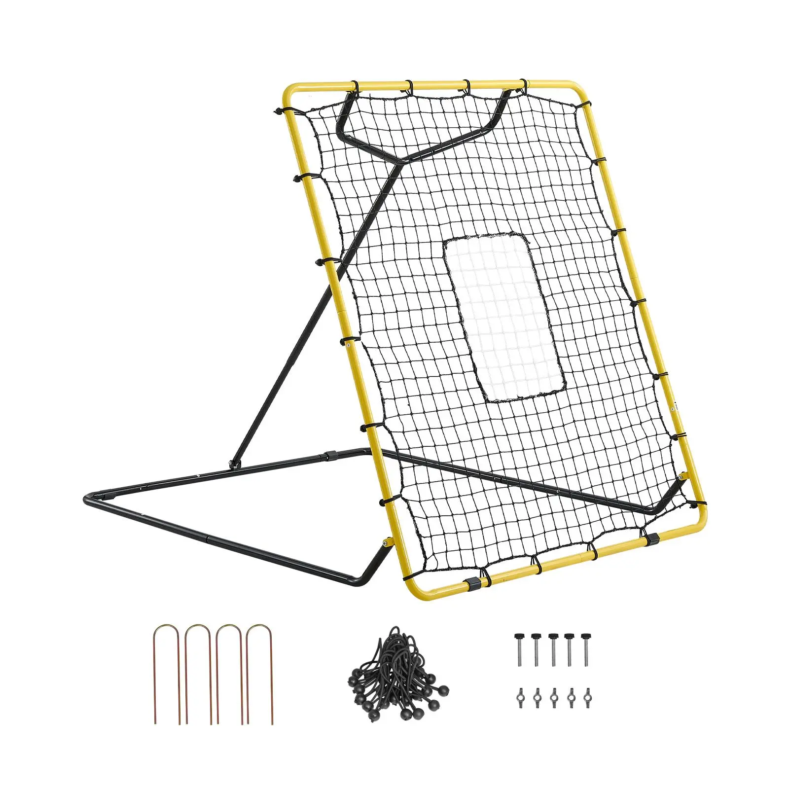 【SummerFinds】VEVOR Baseball Softball Rebounder Net 4 x 4.5 ft Pitch Back Trainer Target, 4 Adjustable Angles with Strike Zone, Steel Frame, Bounce Back Net for Pitching & Fielding Training, Return Practice