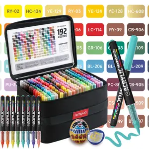 Languo Stackable Acrylic Markers PRO High-Capacity Ink Acrylic Felt Staining Alcohol Markers Art Supplies Soft Tip 1-5mm Adjustable Thickness for Painting, Writing, Marking, Artist Bundle, Fabric Storage Bag Design for Easy Storage
