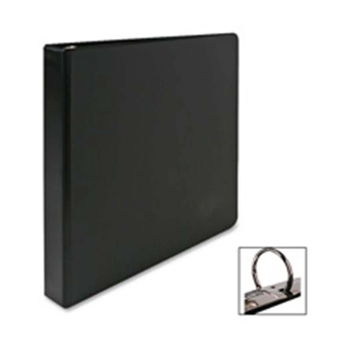 Business Source BSN09977 Metal 3-Ring Round Binder - 2in. Capacity - 11in.x8.50in. - Black, for Business Use, with Double Opening/Closing Boosters, Extra Storage, Inside Pockets