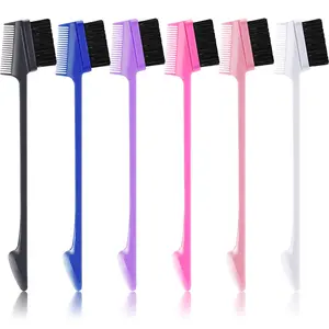 6-Piece 3-in-1 Hair Edge Brush and Double-Sided Hair Comb Pack – Smooth Brush Comb Grooming Set in 6 Vibrant Colors Haircare Curler Handle