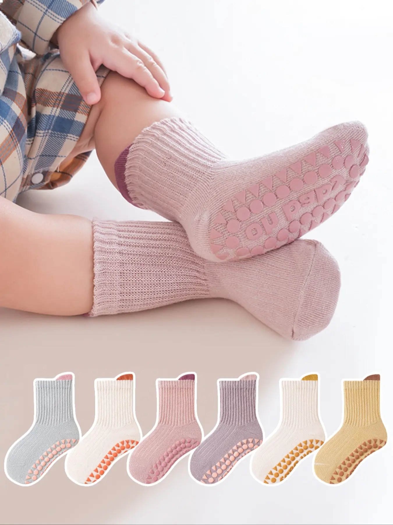 Baby Floor Socks Cartoon Design, Soft Sole Non-Slip Indoor Shoes for Boys & Girls, Perfect for Daily Use, Soft Comfy Toddler Grip Socks, Cute Socks, Pack of 6 Pairs
