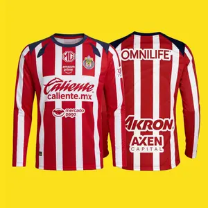 25 26 Chivas de Guadalajara Mexico LIGAMX Home Red Long Sleeve Soccer Jersey Fans Version Breathable