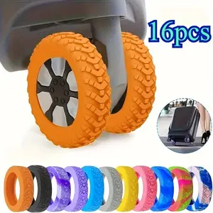 16-Piece Silicone Luggage Wheel Set, Durable Anti-Noise Shockproof Protection Cover, Travel Accessories for Office Chairs & Hand Trucks