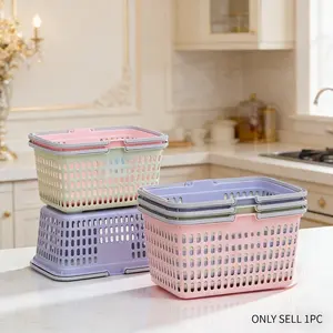 Multifunctional Handheld Storage Basket, Fashion Shopping Basket, PP Plastic Organizer, Kitchen Bathroom Essentials, Picnic Handy Bag