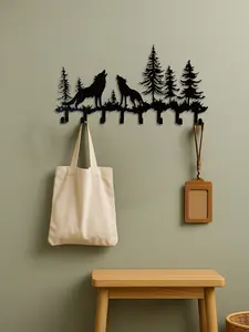 Wolf & Trees 8-Hook Wall Mount Hanging Coat/Key Rack