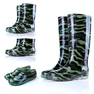 Camo Rubber Boots Men Anti Slip High Water Shoes Kitchen Waterproof Rubber Shoes Work Rain Boots for Fishing
