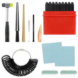 Jewelry Stamping Kit with A-Z Letter Stamps, Ring Sizer, Hammer & Polishing Tools - Complete Jewelry Making Set for Metal Stamping & DIY Jewelry