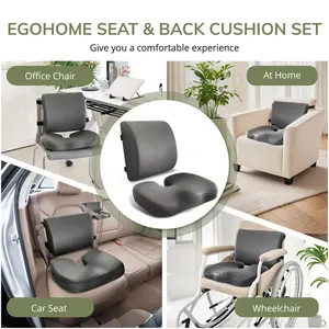 EGOHOME Memory Foam Seat & Back Cushion Set, Knee/Leg Pillow, Fully Adjustable Buckle Strap Office Chair Upgrade Comfy Chair