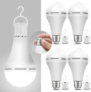 Rechargeable Emergency Light Bulbs A19, 4 Pack  Battery Powered LED Light Bulb 5000K Daylight E26/E27 12W 60W Equivalent with 1200mAh for Home Power Outage Camping Hurricane