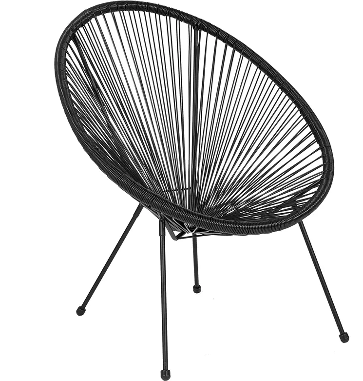 Flash Furniture TLH-094-BLACK-GG Valencia Oval Comfort Series Take Ten Black Rattan Lounge Chair, 35.25 x 29 x 30.25 in.