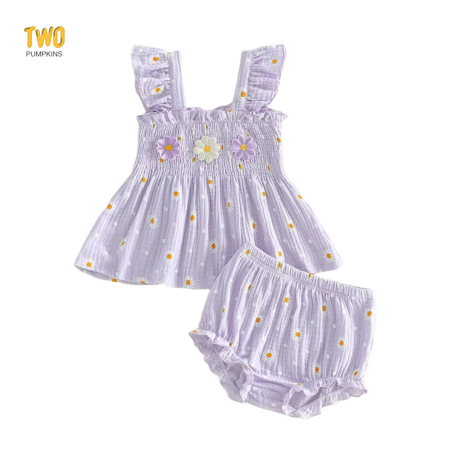 Toddler Baby Girl Summer Clothes Bow Plaid Daisy Smocked Ruffle Tank Shirt Top Bloomers Shorts Set Summer Outfits