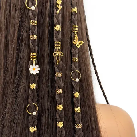 Mother's Day Gift Flower & Butterfly & Geometric Design Floral Hair Jewelry, Cute Hair Accessories for Braids, Fashion Hair Accessories for Women & Girls