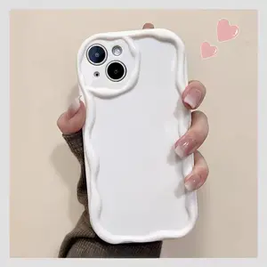 【Free Ship】 3D Cream Wavy Border Phone Case, Four Corners Shockproof, Reinforced Camera Frame Anti-Wear, Comfort Hand Feel Button Protection, Breathable Heat Dissipation Dustproof Protective Cover For iPhone 11/12/13/14/15/16/17 Pro/17 Pro Max