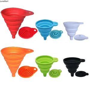 Funnel Set 4/6 Pack, Small and Large, Kitchen Gadgets Accessories Foldable Silicone Collapsible Funnels for Filling Water Bottle Liquid Transfer Food Grade