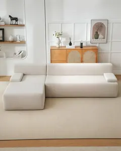 Garvee Modular Sectional Sofa, Left-Facing Chaise, L-Shaped, Armless Couch, Ultra-Deep Seat, Modern Sectional Sofa for Living Room, 5 mm Whale Cord, Beige