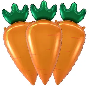 Carrot Balloons Easter Foil Balloons Vegetable Balloon For Carrot Themed Party Decoration Supplies Vegetable Birthday Decoration Decor Ballons Arch Kits Party Balloon Set 3Pcs