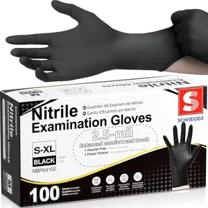 Black Nitrile Gloves Disposable Large,3 Mil Thin Gloves,Latex Free,Powder-Free Food Safe Gloves For Cooking Cleaning Food Prep Tattoo Hair Dye,100 Pcs