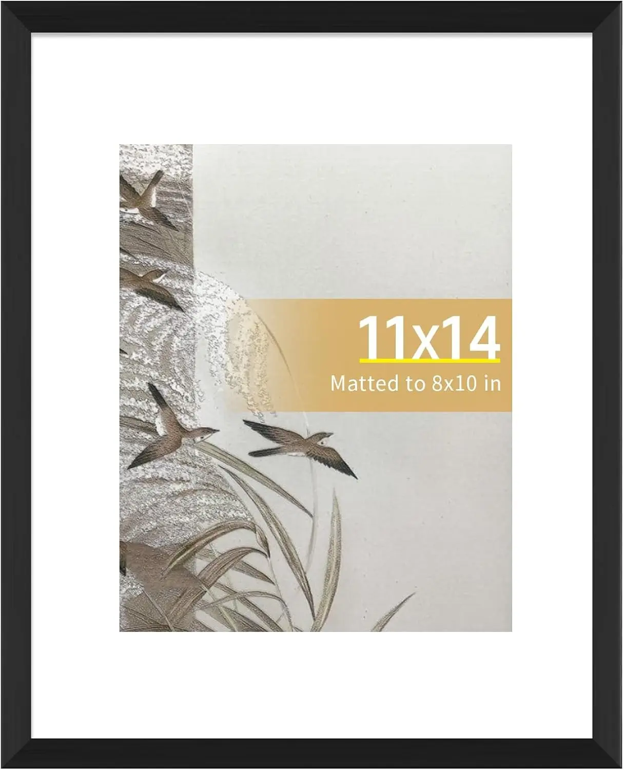 11x14 Black Picture Frame 1 Pack, Fits 8x10 Mat, Wall Hanging | Dual-size black wall frame works for 8x10 matted photos or 11x14 artwork, sturdy and easy to install for wall display use