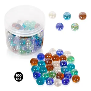 100PCS Glass Marbles Bulk, 0.55 inches Colorful Cat Eyes Glass Marbles for Kids for Toy/Game/Play/Plant Decoration/Home Decor, 5 Colors