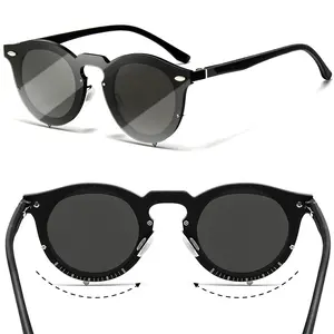 SUNGAIT Adjustable Polarized Round Sunglasses-ND Filter 16 Gears Light Control,Classic Vintage Design with Metal Frame Shades, UV400 Sunglasswomen