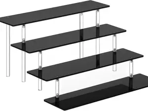4 Tier Perfume Organizer Stand with Acrylic Risers, Black Cupcake Stand Holder - Ideal for Perfume Display Stands for Parties