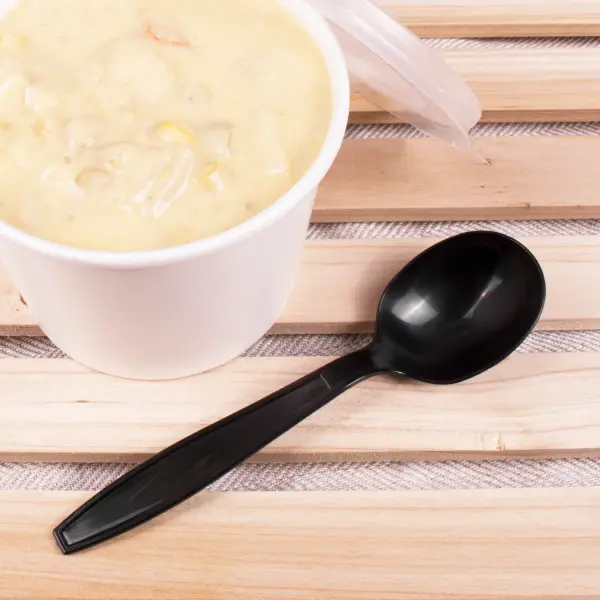 [1,000 ct] PP Plastic Extra Heavy Weight Soup Spoons, Black