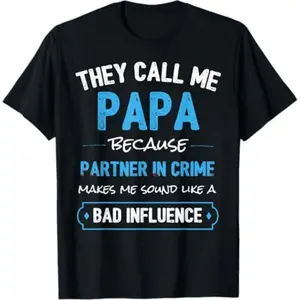 100% Cotton Summer T Shirts Funny Grandpa Papa Partner In Crime Dad T-Shirt T-Shirt For Men and Women