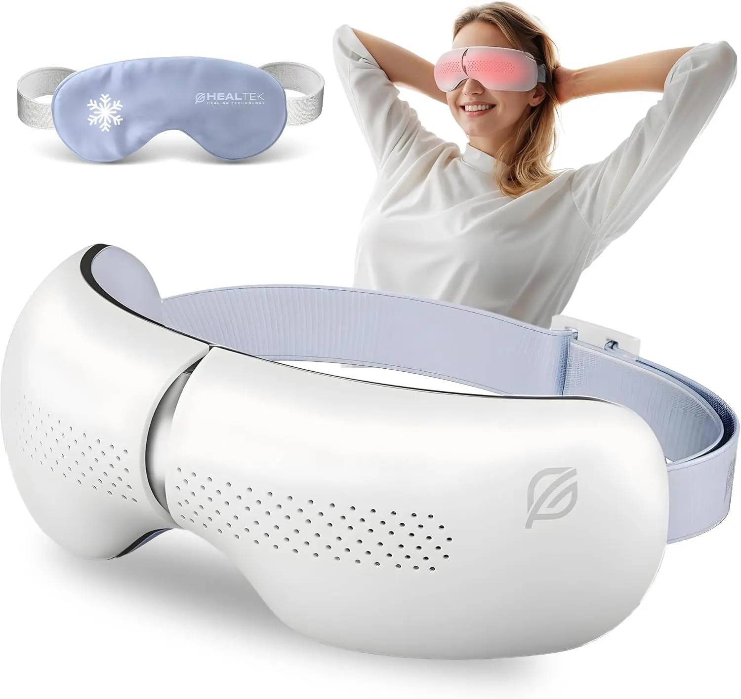 Massager with Heat & Cooling Gel Mask Sleep Mask w/Bluetooth & White Noise