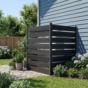 49"H x 38"W 2 Panels Wood-Plastic Composite Privacy Screen, Teak Finished Outdoor Fence Panel, Ideal for Trash Can & Air Conditioner Cover, Pool Equipment Enclosure & Privacy Wall