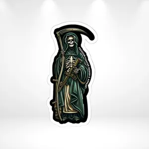 Tactical Reaper Vinyl Sticker, Grim Reaper Decal, Waterproof Sticker, Edgy Skull Aesthetic Laptop Car Sticker
