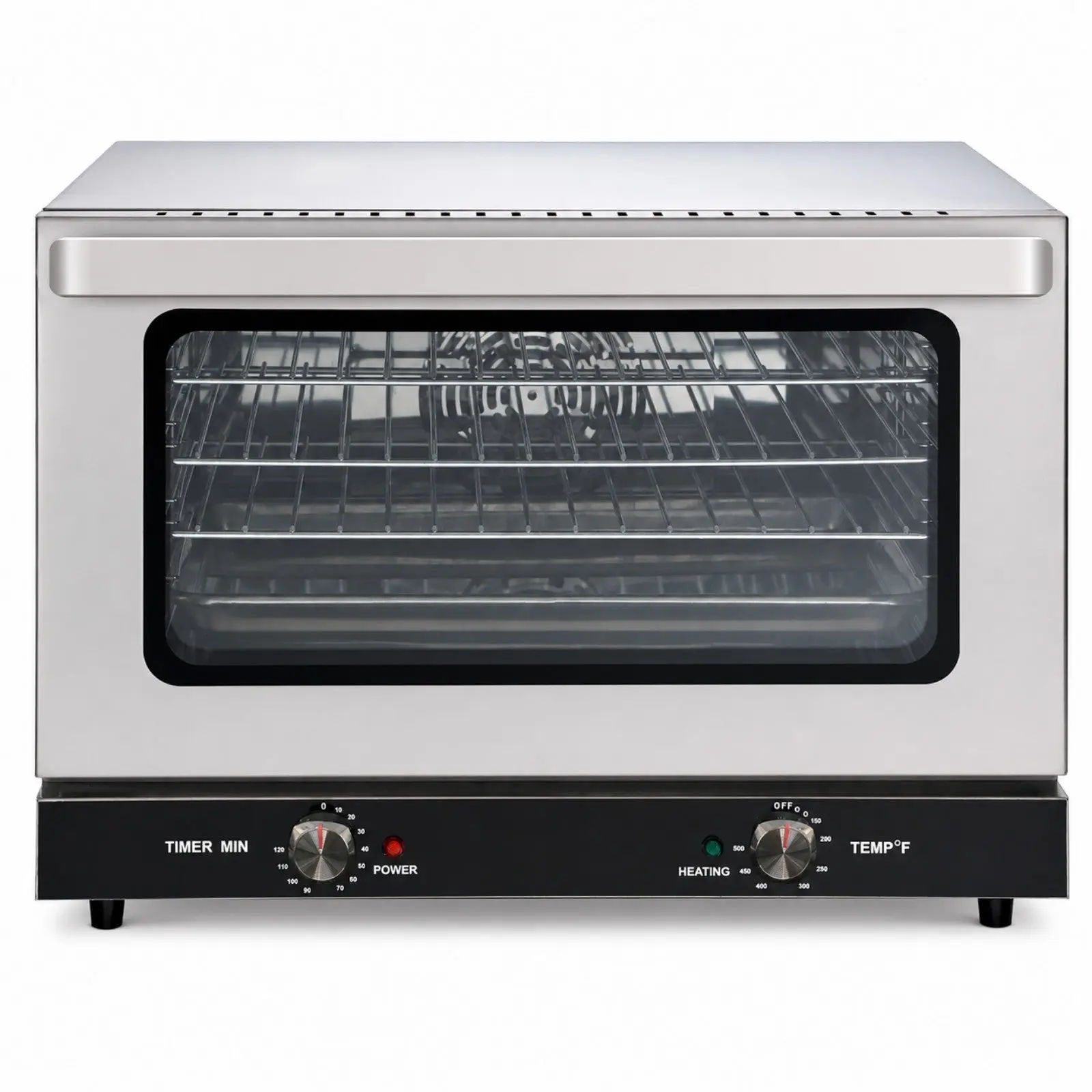 Hakka Commercial Half-Size Countertop Convection Oven, 1600W, 1.5 Cu. Ft., 4-Rack Stainless Steel Oven with 120-Min Timer, 150°F-500°F Temperature Control, Double Glass Door
