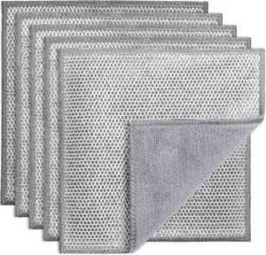10 Pack Heavy Duty Grease Cleaning Cloth – 2-in-1 Scrub & Microfiber Dish Cloth, Non-Scratch Kitchen Cleaning Rag for Dishes, Pots, Pans, Countertops, Stove, Sink & Household Cleaning Reusable Wash Cloths