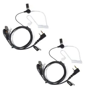YNIBST 2 Pin K Plug in-Ear Walkie Talkie Earpiece, Two Way Radio Clear Air Acoustic Tube Headset for Kenwood Baofeng UV-5R UV-82 BF-888S Retevis H-777 TYT Wouxun, Covert Surveillance Kit PTT Mic for Law Enforcement Use 2 Pack
