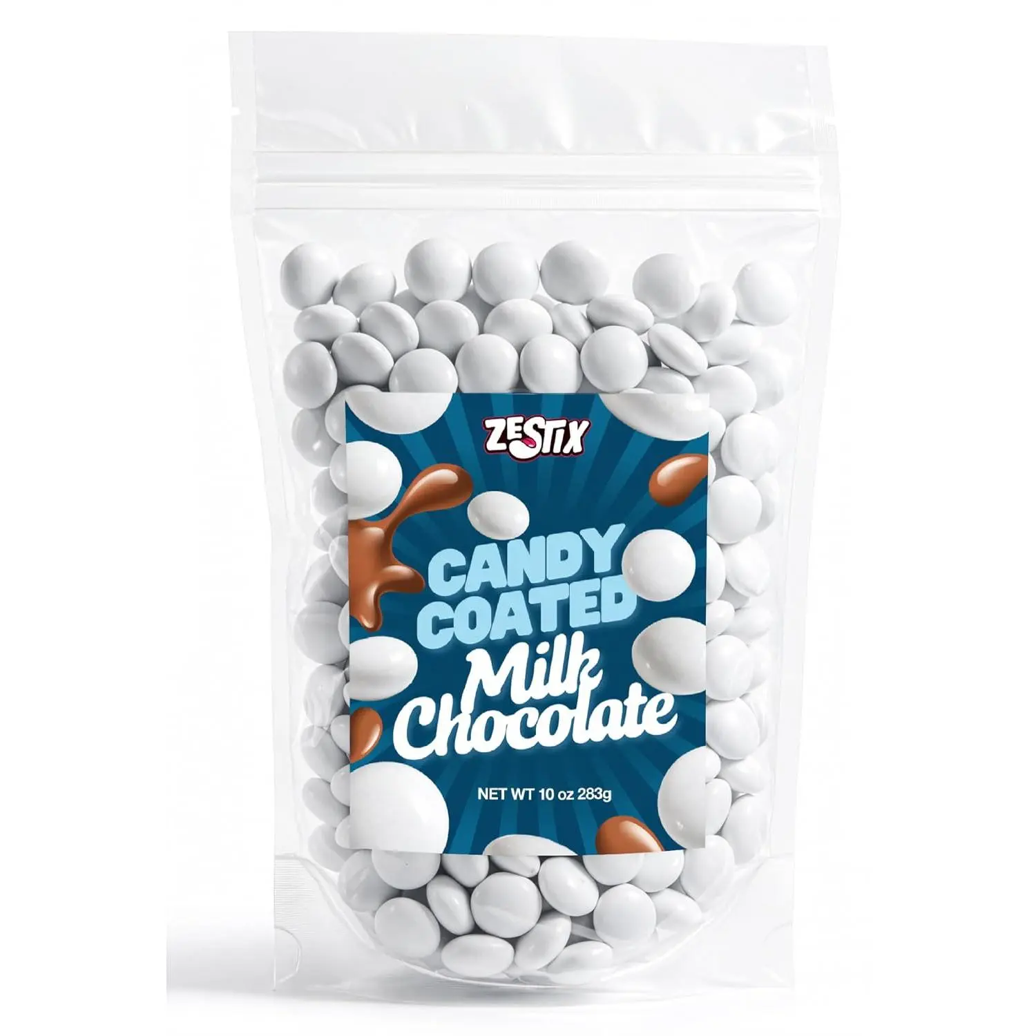 White Candy Coated Milk Chocolate, 10 oz Bag | Crunchy Chocolate Bites, Sweet Snack Treats for Parties, Desserts, Candy Buffet, Movie Nights, Holiday Gifts