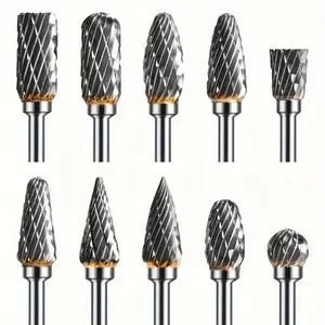 10pcs Tungsten Carbide Grinding Bit Set for Precision Deburring & Polishing - Dual-Cut, Rotary Tool Compatible