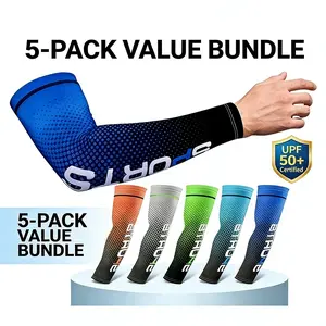 5 Pairs Summer Cooling Arm Sleeves, UV Protection Non-Slip Grip Arm Covers, Breathable Outdoor Sports Sun Sleeves for Men Women