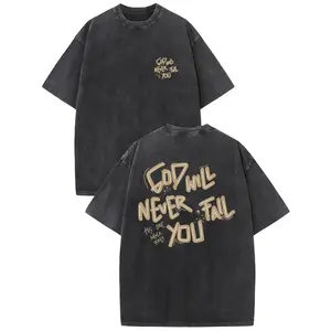 Vintage Washed "God Will Never Fail You" Christian Graphic Tee - Religious Streetwear Top "His Love Never Fails" Graffiti Style Christian Washed T-Shirt - Faith Based Statement Tee