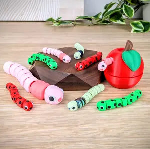 Worm Fidgets, Worm Fidget Toy with Apple, Gifts for Teachers, Articulated Worm, Teacher Gifts, Fruit Fidget Toys, Watermelon Flexi Worm
