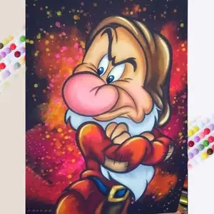 1 DIY diamond painting kit, 5D diamond art kit, DIY decoration, Angry Dwarf diamond painting kit with full round diamonds, mosaic, diamond art, DIY art home decoration, suitable for Christmas