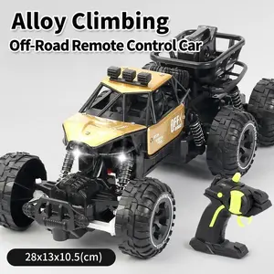 1/16 Scale Large RC Car Kit - 6WD All-Terrain Alloy Frame Crawler Climbing Truck, 2.4G Remote Operated Electric RC Vehicle with Headlight, USB Charge Hobby Toy for Kids