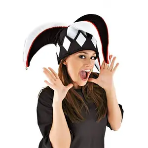 Black & White Court Jester Plush Hat