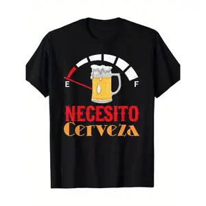 Necesito Cerveza Mexican Beer Funny Men's Summer Casual T-Shirt Comfortable Breathable Soft Slightly Stretching Street Hip Hop Style 100% Cotton All-Season Wear Individuality Unisex Top Streetwear Round Neck Shortsleeve Tropical, Menswear